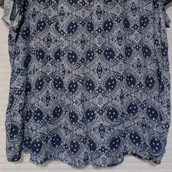 Skies Are Blue Navy and White Short Sleeve Blouse Size 3X NWT - Picture 2 of 8